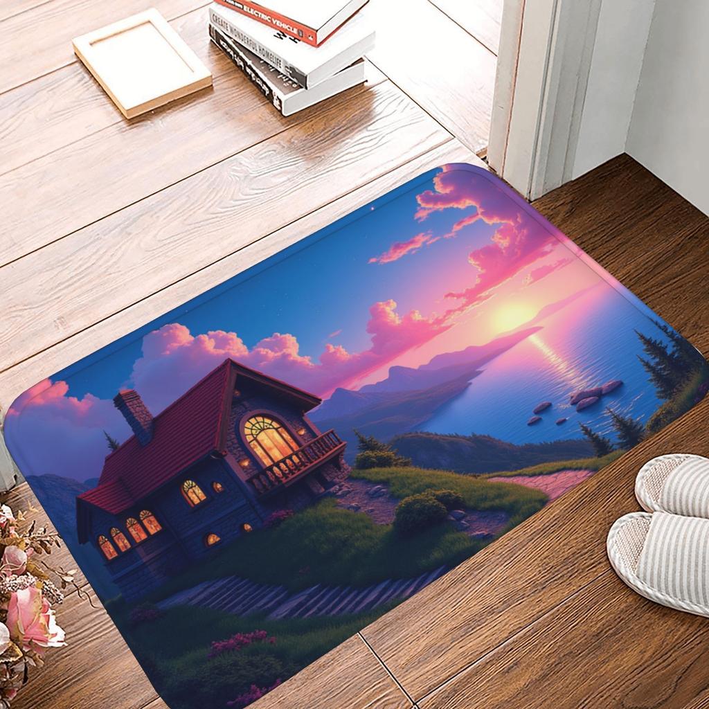 1PC Fantasy Forest Kitchen Rug Non-Slip Door Mat Pop Design Bathroom Rug Bath Mat Carpet for Home Sink Laundry Decoreeree