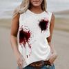 Women's Round Neck Casual Sleeveless Halloween Printed Vest T-Shirt Top