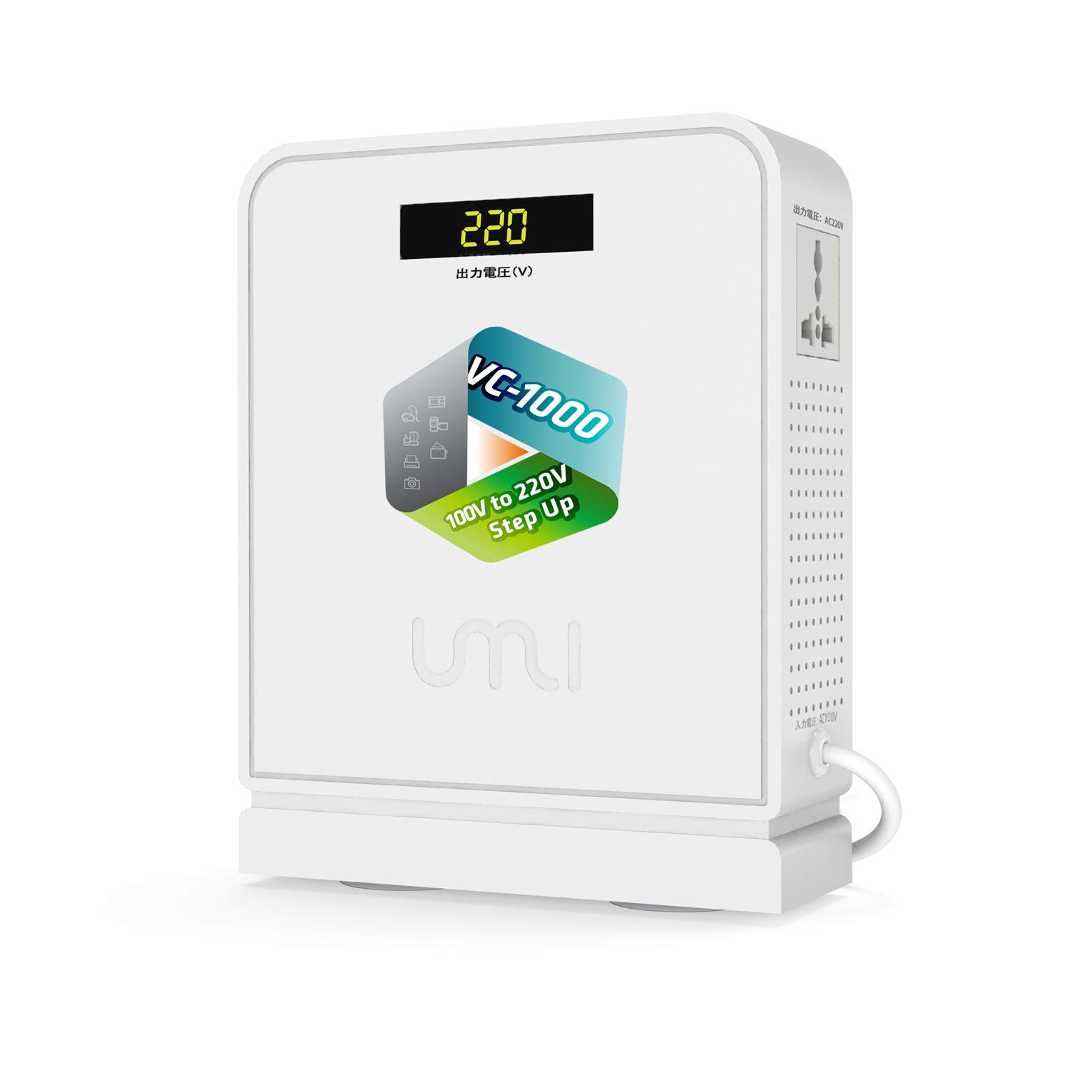

Трансформатор UMIVC 1000 В для використання закордонних електроприладів в Японії, Трансформатор/Підвищувач (100В/110В 220В/240В) білий