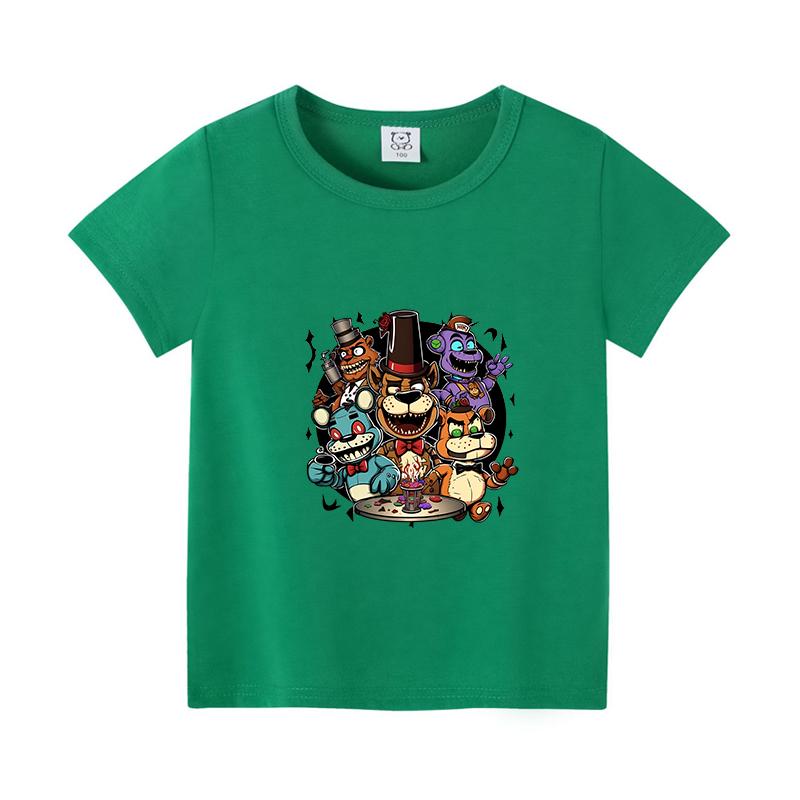 FNAFs Kids Tshirt Summer Breathable Horror Bear Boy Girl Short Sleeves Tops Cartoon Freddy Print Baby Clothes Birthday Gifts