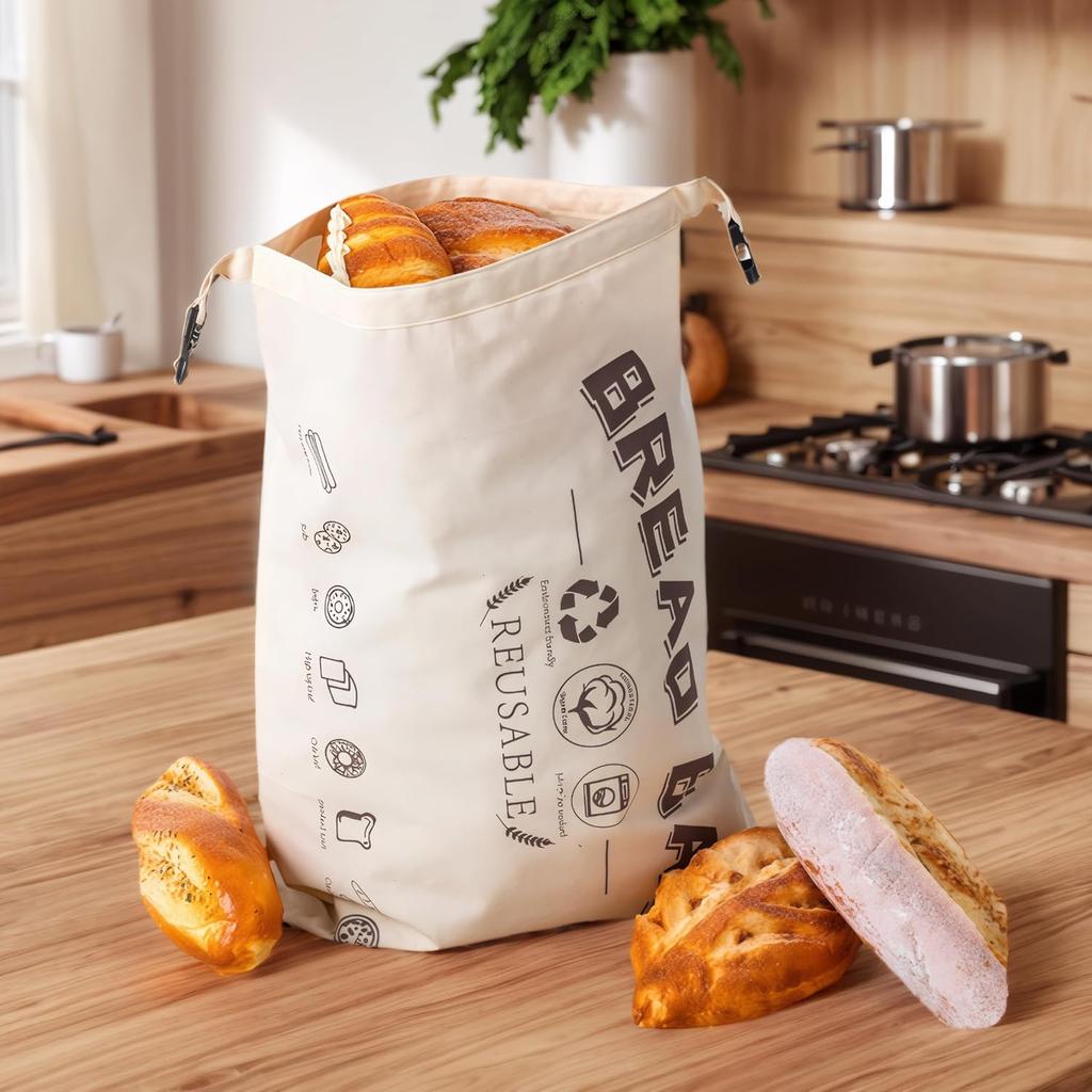 Homemade Sourdough Bread Bags: Reusable, Eco-Friendly Bread Storage Containers for Fresh Loaves 2-Pack