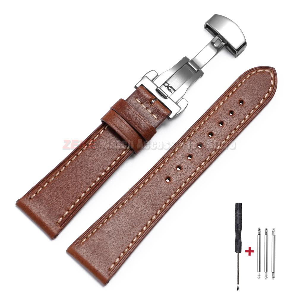 18mm 20mm 22mm Cowhide Watch Strap for Rolex for Seiko Quick Release Wrist Band Butterfly Buckle Leather Bracelet Accessories