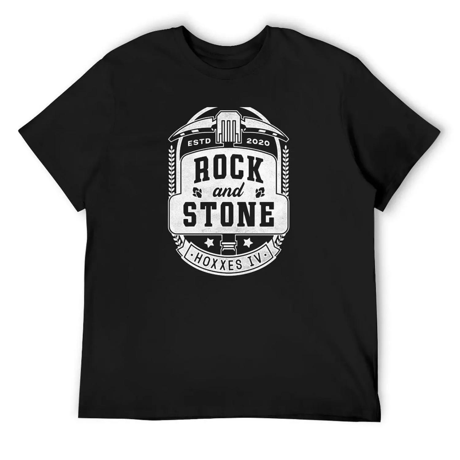 Футболка с гербом Rock And Stone, графическая футболка, винтажная футболка в стиле аниме, мужская хлопковая футболка XXXXXL чёрный