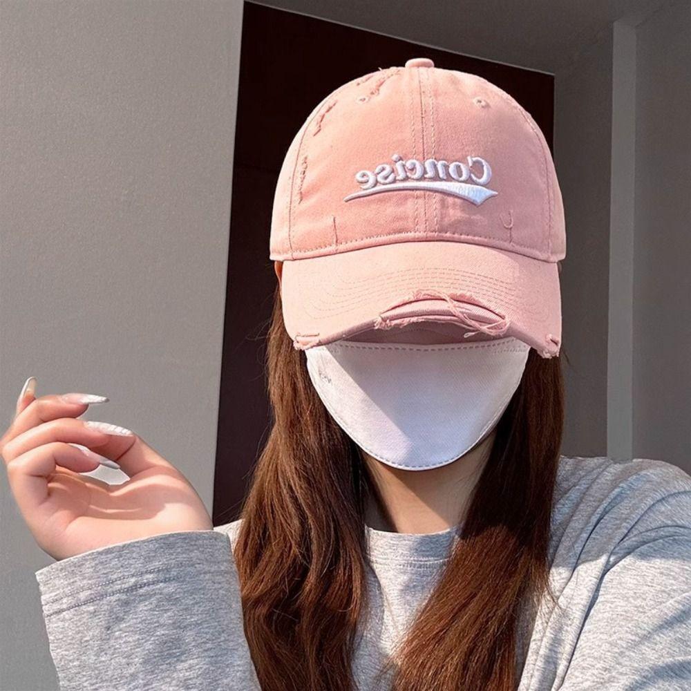 Cotton Holes Peaked Cap Embroidery Snapback Cap Solid Color Letter Baseball Hat  Teenagers
