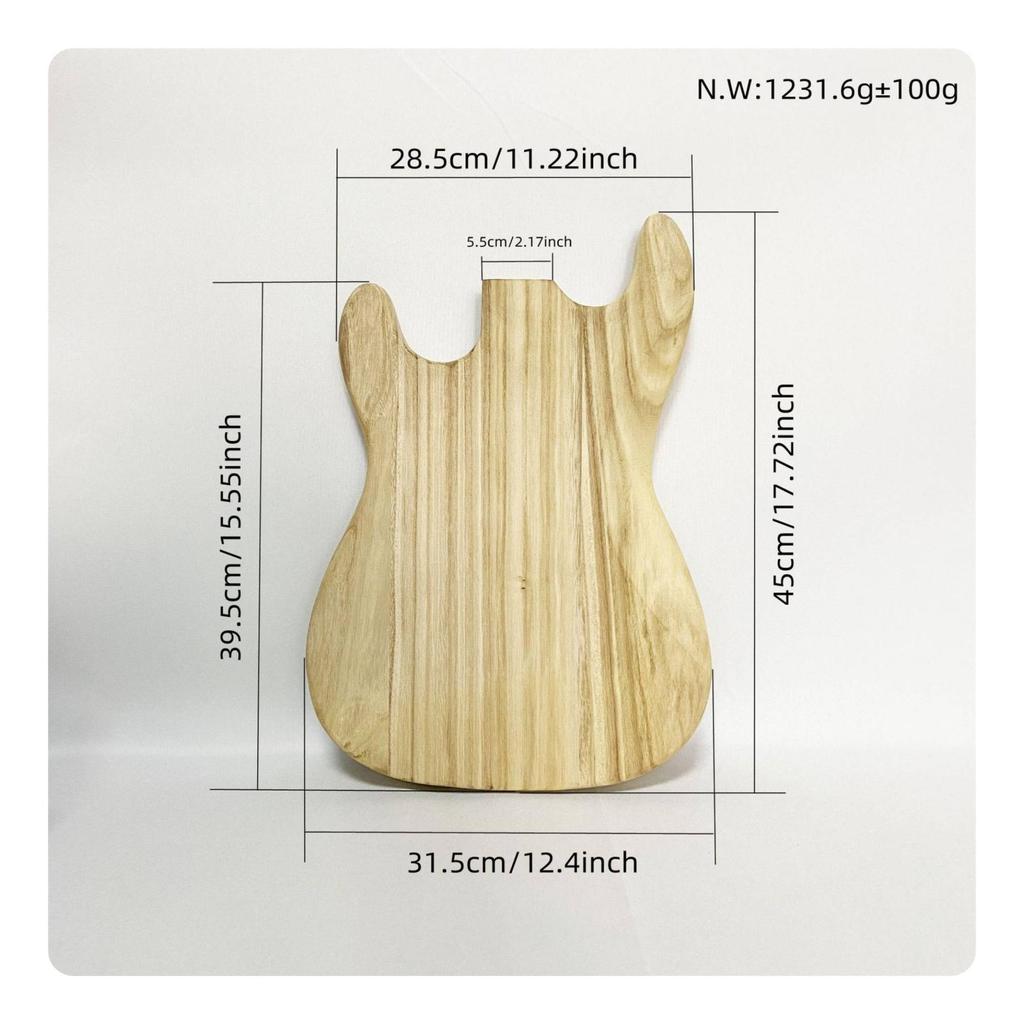 Electric Guitar Body Blank Paintable for Custom Builds, Luthiers
