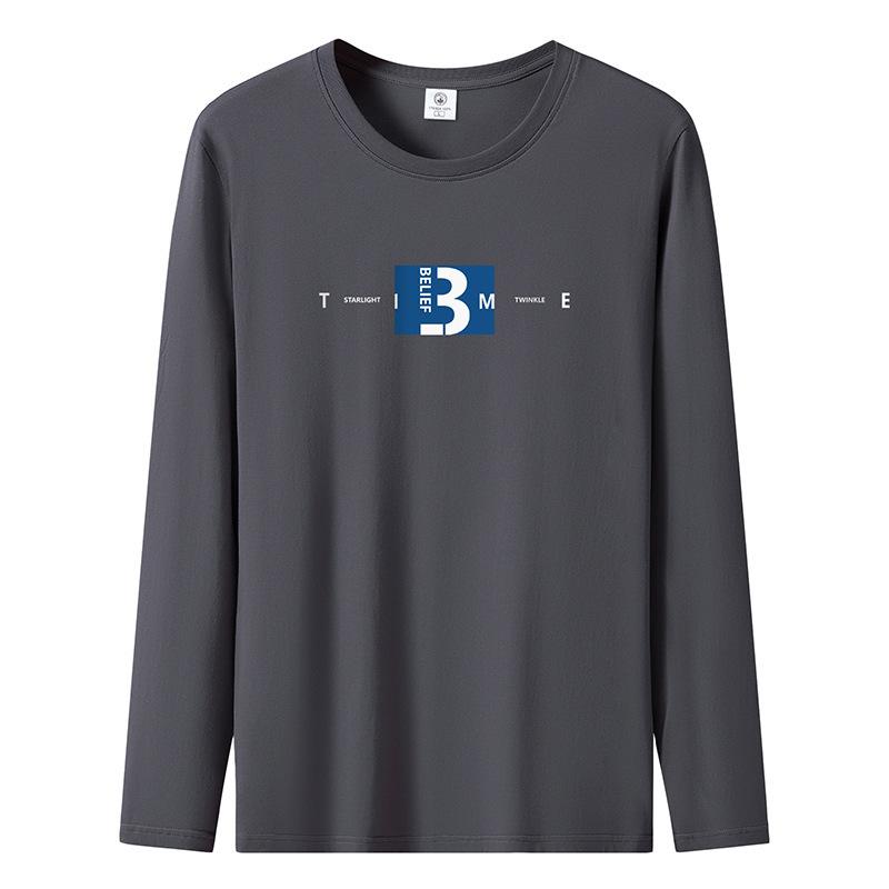 

Мужская футболка с длинным рукавом больших размеров, чистый хлопок, с круглым вырезом, толстовка S-5XL S темно-серого