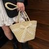 Pastoral Woven Bag Women's 2025 New Summer Seaside Vacation Beach Bag Shoulder Bag Vegetable Basket Straw Bag