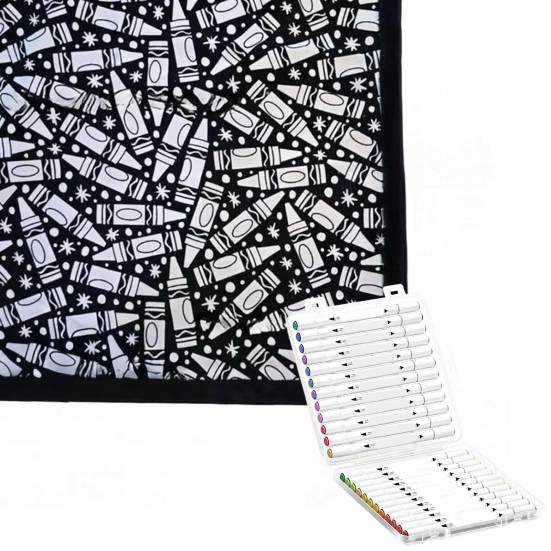 DIY Coloring Blanket Color Your Own Blanket DIY Coloring with 24 Markers Customizable Washable Throw Blanket for Home Decor Party Art Project