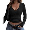 Women S Loose V Neck Solid Color Knitted Sweater Casual Fit
