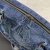Vintage Denim Handbag with Braided Details Large Capacity Shoulder Crossbody Bag for Women