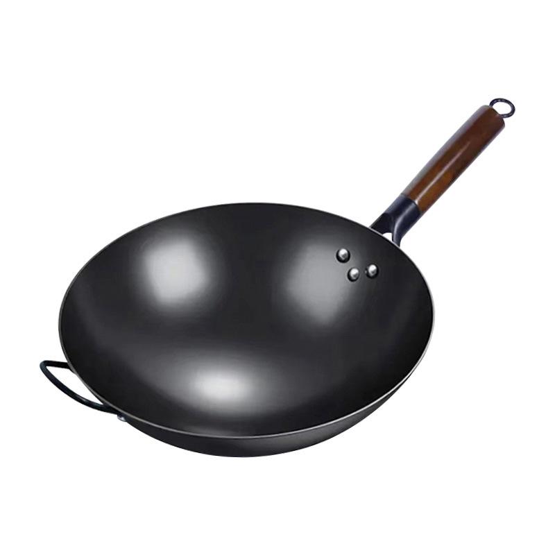 Vintage Nitrided Cast Iron Wok: Rust-resistant, non-stick, well-seasoned stir-fry pan for gas stoves, ideal for home cooking.