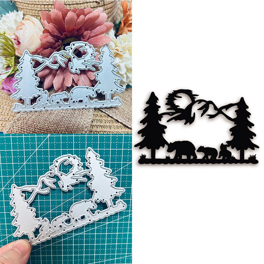 Bear Die Cuts For Card Making, Animal Metal Cutting Dies, Metal Die Cutting Mold, Scrapbooking Dies, DIY Etched Embossing Stencil For Crafts