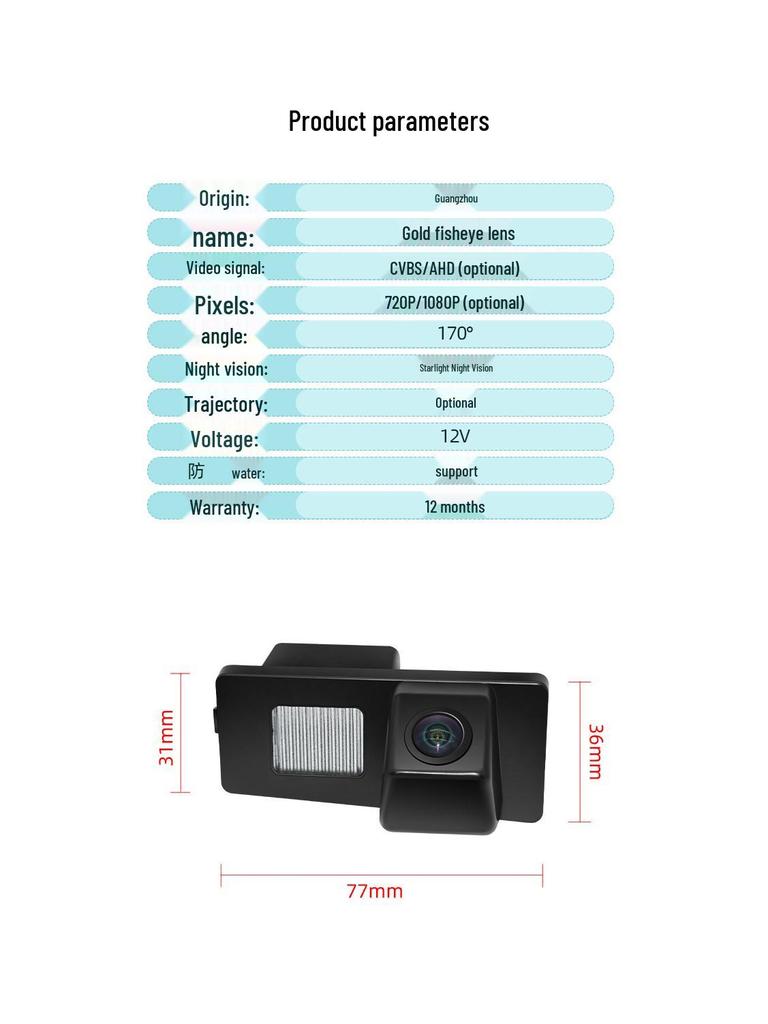 SsangYong Korando AHD1080P Nachtsicht Auto Kennzeichen Rückfahrkamera