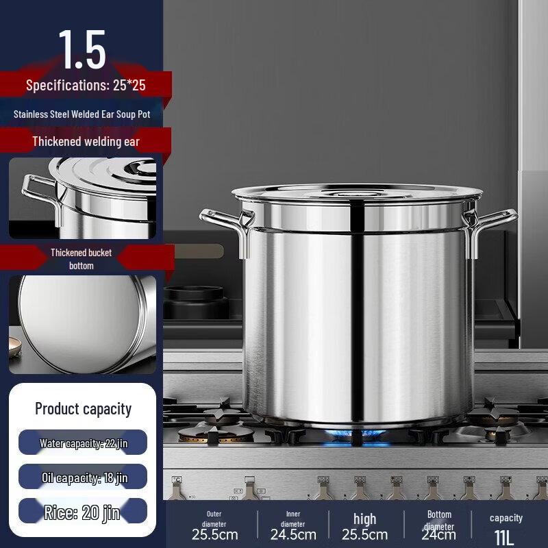 Food Grade 304 Stainless Steel Commercial Soup Pot with Lid