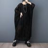 DIMANAF New 2026 Summer Women Plus Size Vintage Elegant Lady Long Dress Black Floral Jacquard Lace Loose Oversize Maxi Clothing