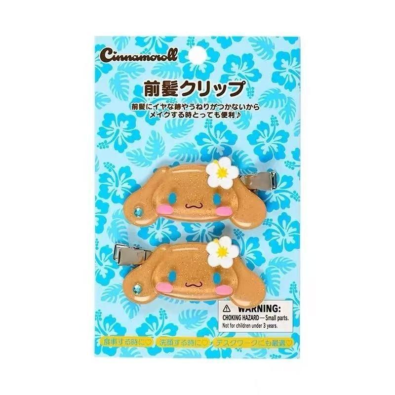 2Pcs Kawaii Sanrio Black Skin Hello Kitty Hairpin Sweet Girls Cute Cartoon Bangs Side Clip Creative Headdress Birthday Gifts