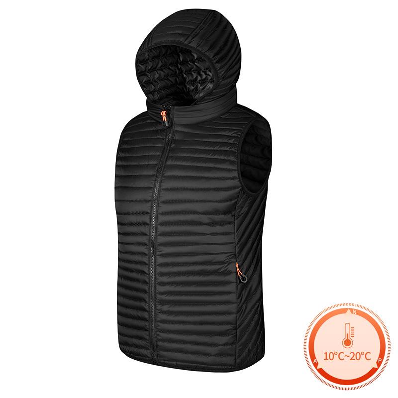 

Type cotton clothes vest casual detachable hooded light and thin fine grid vest autumn and winter warm jacket L чорний