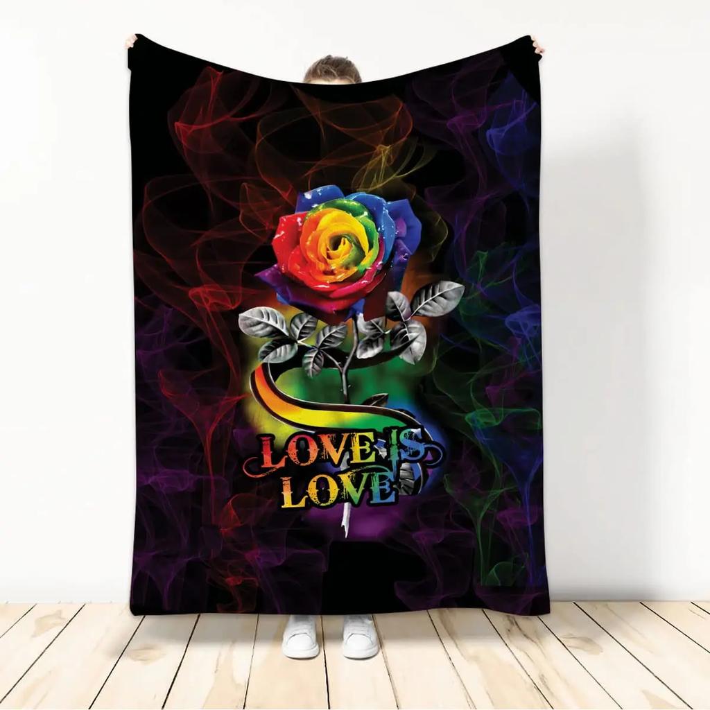Kuscheldecken LGBT Gay Pride Lesbisch Regenbogen Flanelldecke für Couch Sofa Decken Große Bettwäsche Geschenke für Weihnachten Neujahr