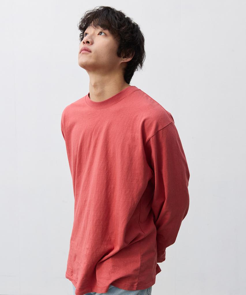 Peullabijeum Men Plain Relaxed Long Sleeve T-Shirt - Red
