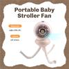 RMWIN-Kinderwagen-Ventilator mit Clip, USB-wiederaufladbar, mit Licht- und Musikfunktion, ideal für die Verwendung in Kinderwagen