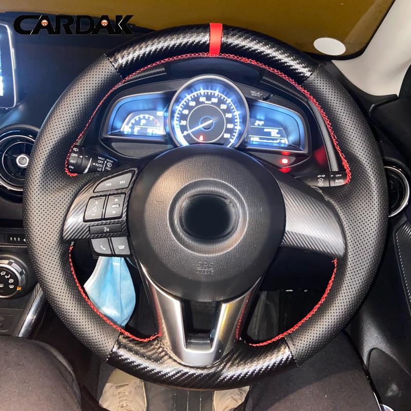 Ized Car Steering Wheel Cover Wrap Non-Slip Leather Braid For Mazda 3 Axela Mazda 6 Atenza Mazda 2 CX-3 CX3 CX-5 CX5