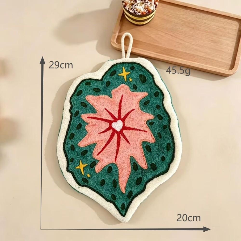 Soft Leaf Hand Towel Hanging Kitchen Handkerchief Portable Cleaning Towel for Bathroom Kitchen