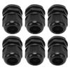 6PCS Set PG IP68 Waterproof Connector Cable Glands Black for 12‑18mm Wire for Household Outdoor