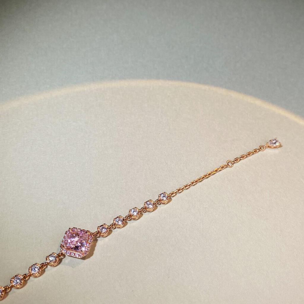 18K Vergoldete S925 Sterlingsilber Eisblumen Rosa Diamant Halskette für Damen