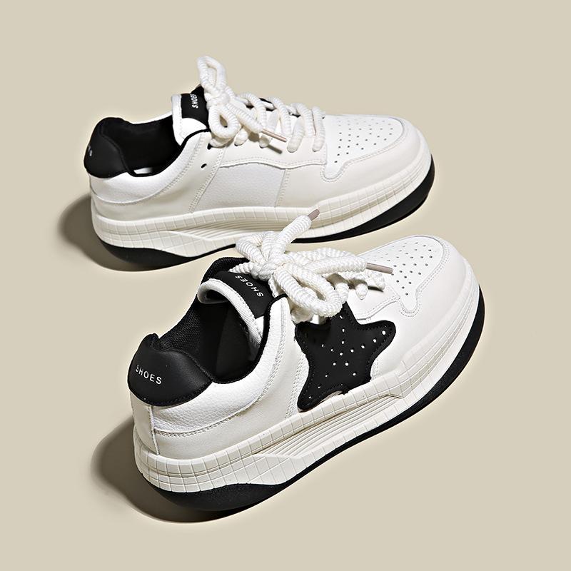 

Platform women s shoes 2025 bread shoes spring and autumn versatile high heels muffin casual shoes star board shoes white shoes 35 чёрный