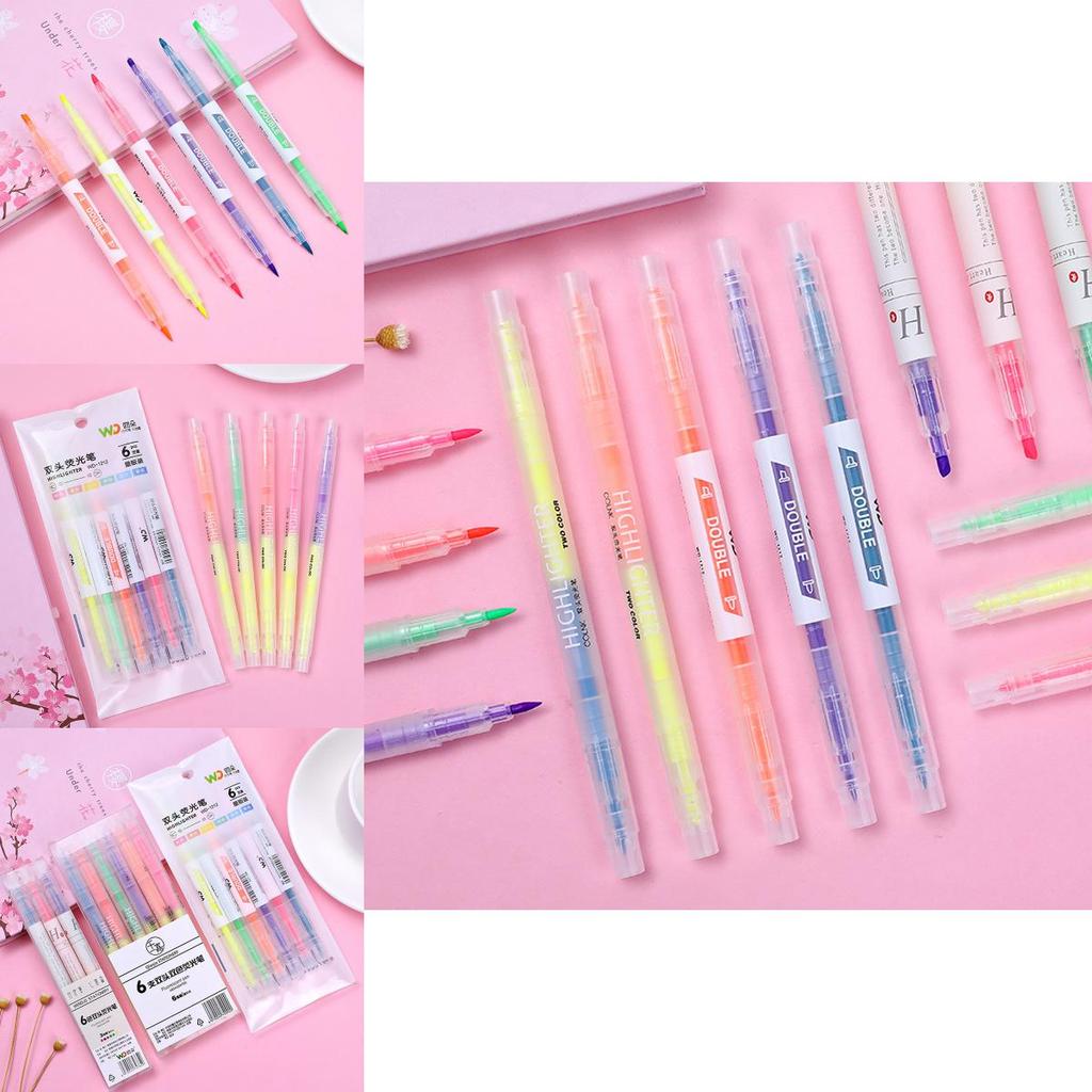Creative Double-ended Highlighter Pack For Students And Office Use Vibrant Colors