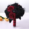 Black Rose Bouquet Dark Romance Artificial Flower Arrangement for Gothic Wedding Halloween Bridal Decorations