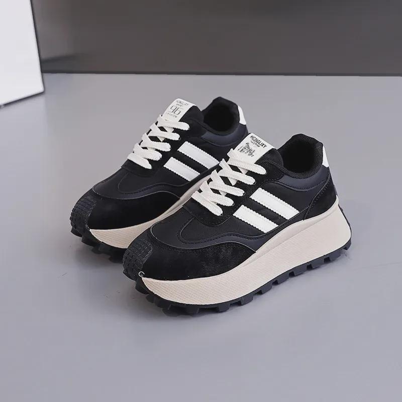 Teniși cu platformă groasă pentru femei, primăvara 2025 – Pantofi casual la modă, stil retro, pentru studenți