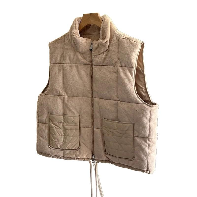 New stand-up collar white duck down straight short loose down vest down jacket vest women's tide European goods