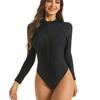 1011 New One-piece Swimsuit Solid Color Long-sleeved Belly Cover Bikini Women's New European and American Swimming