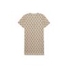 MLB Boston Red Sox Vintage All Over Print Crew Neck Casual Short Sleeve Dress Women Dresses Khaki 3FOPM0133-43BGL