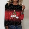 Fashion Christmas Printed Women's T-shirt Casual Long Sleeve Santa Claus Christmas Tree Deer Pattern Tops Tees Autumn Female