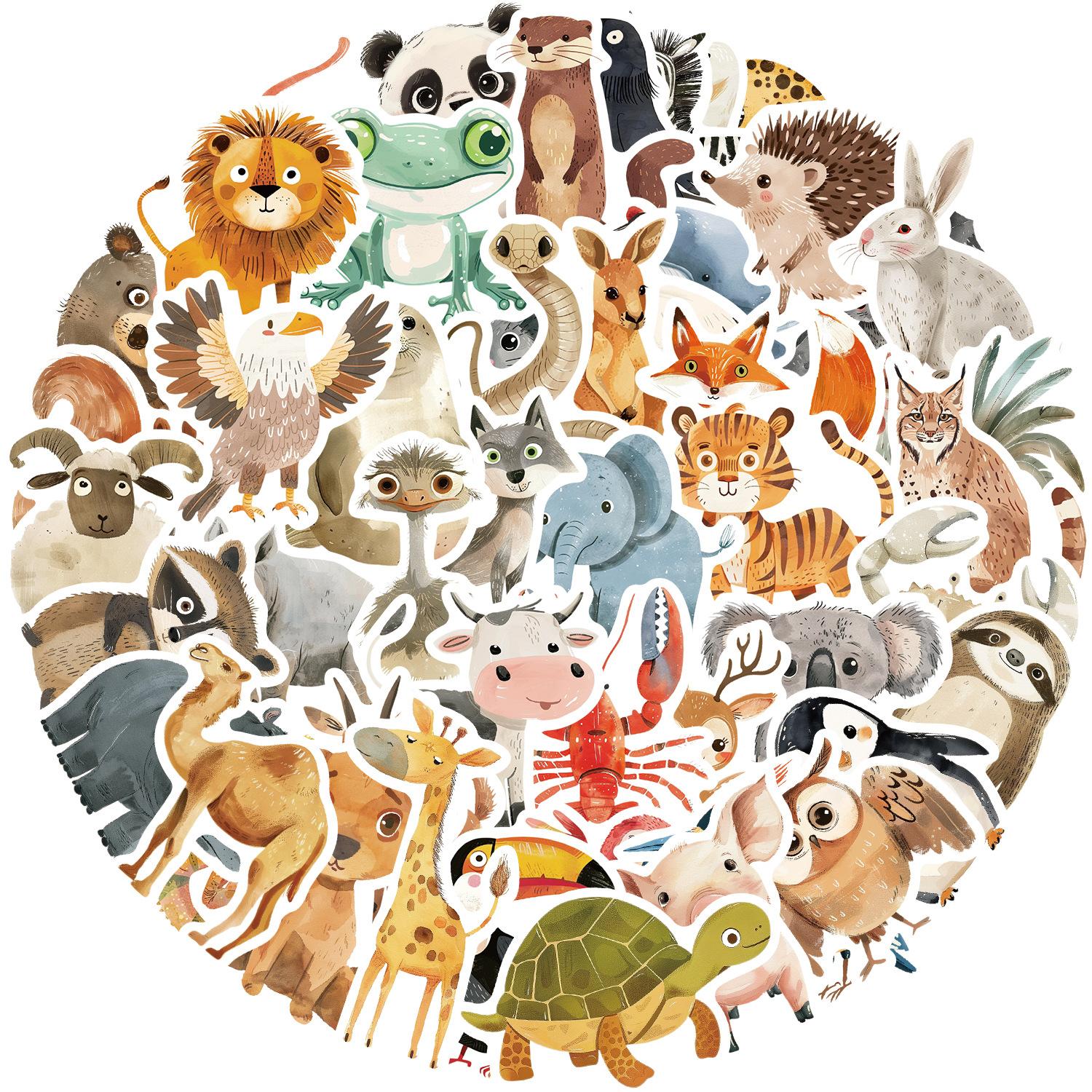 

50 Мультяшных Нарисованных от руки Наклеек Граффити с Животными Декоративные Гитара Блокнот Чемодан DIY Водонепроницаемые