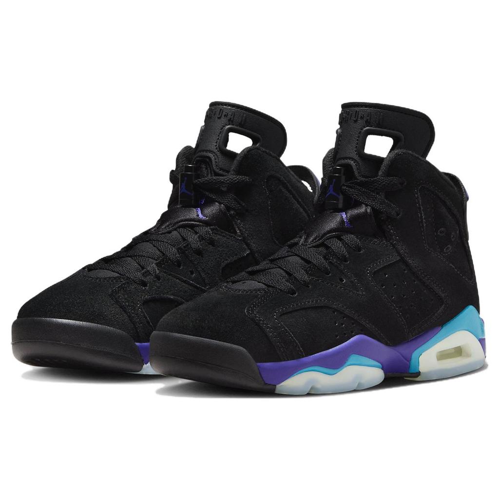 Air Jordan 6 Retro GS Aqua Kinder-Sneakers Schwarz Bright-Concord Aquatone 384665-004