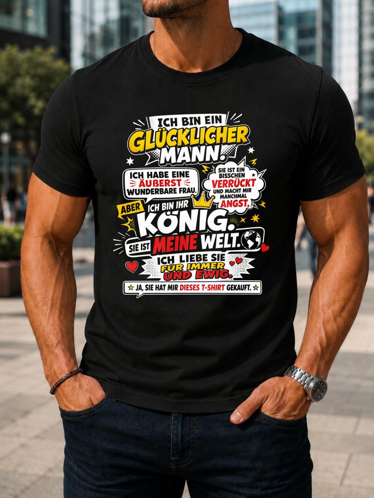 Gerunisex Wife Love Comic Glucklicher Unisexn Quote Bold Yellow Red Blocks Crown Hearts And Wife Pride Unisex All Tshirt
