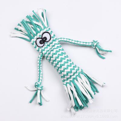 Cartoon Character Shaped Braided Dog Rope Toy Cotton Squeaky Free Chew Toy for Puppy Interactive Teething Play