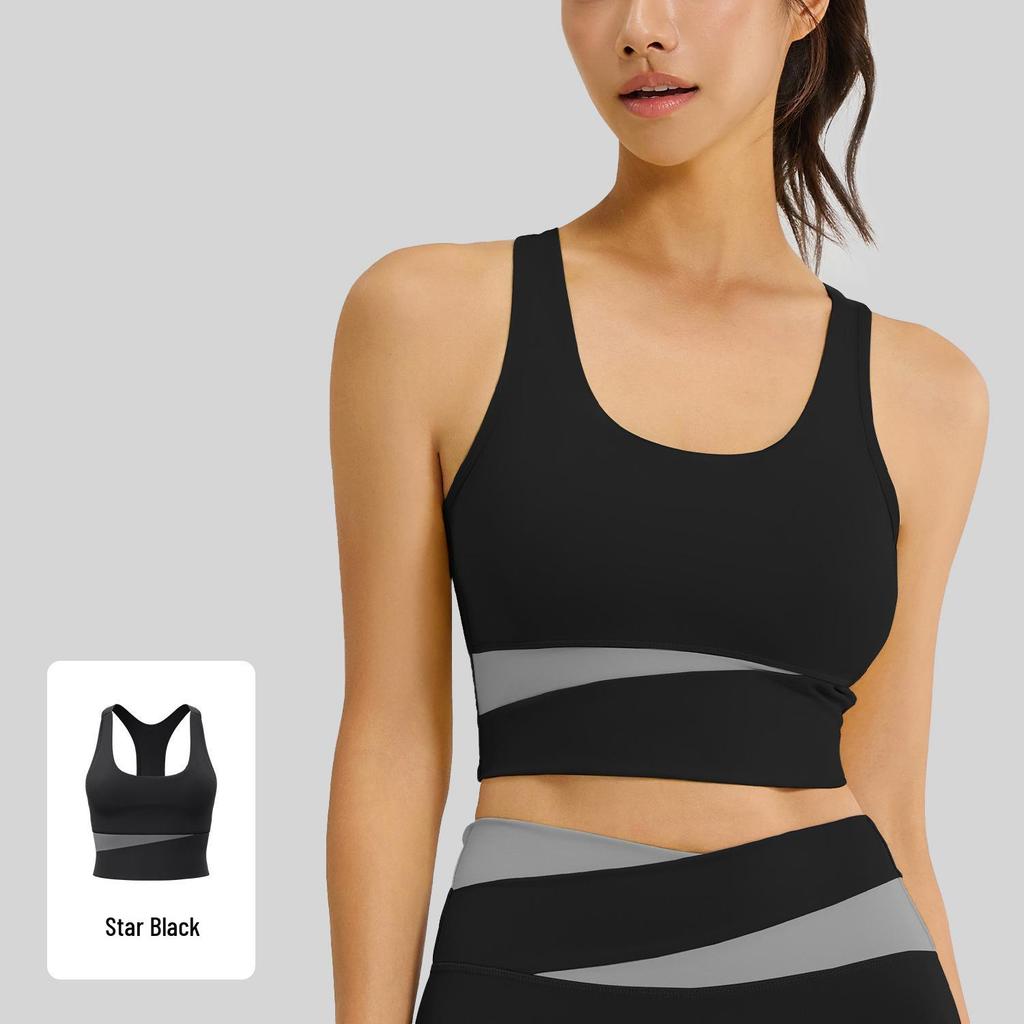 High-Waisted Color-Block Yoga Set: Tummy Control, Shockproof Sportswear for Women