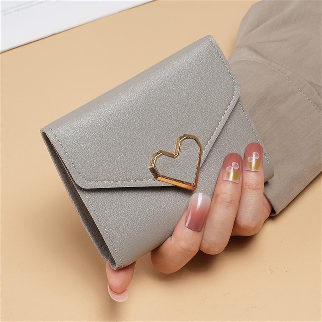 simple purse female students Korean short cute mini coin purse  heart-shaped buckle ladies wallet