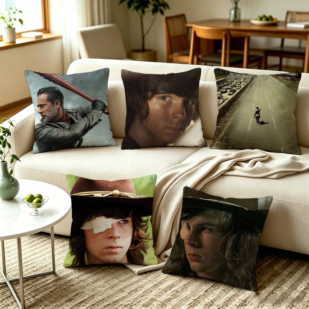 TThe Walking Dead Zombie Survival Horror TV Pillow Case Square DoubleSided Sofa Cushion Cover Bedroom Bedside Pillow