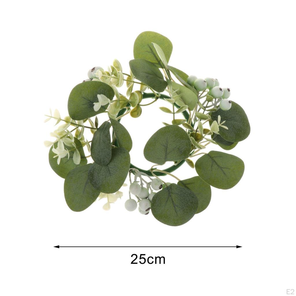 Candle Ring Greenery Rings Eucalyptus Leaves Wreath for Pillar Candle, Garland