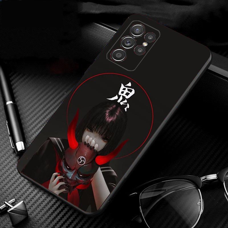 

Phone Case For Samsung Galaxy S25 S24 S23 S22 S21 Ultra S24 S23 S22 S21 S25 Plus S24 S25 FE Anime Girl With Oni Mask S21