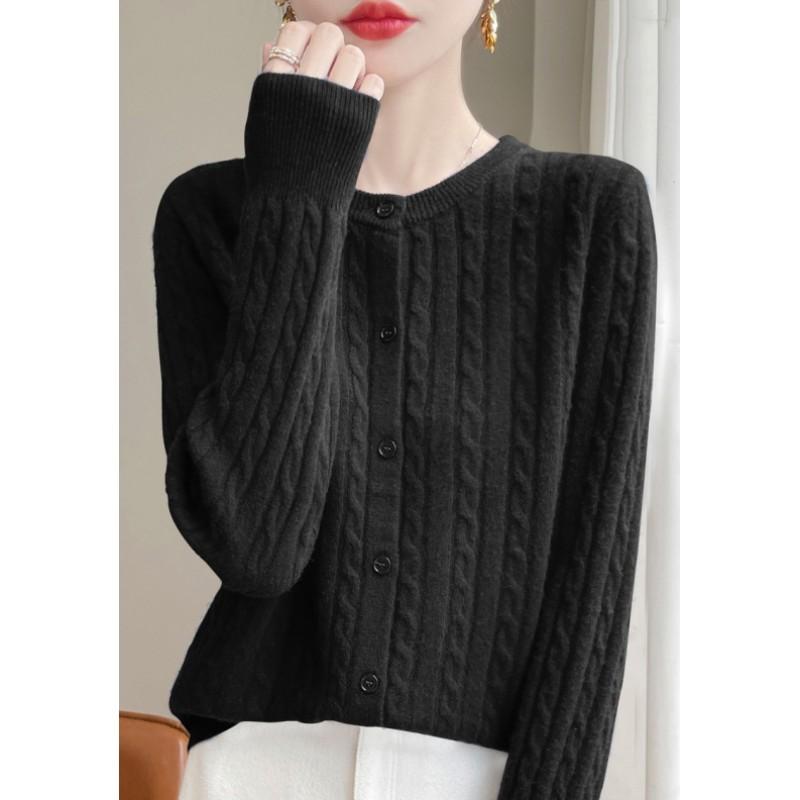 Cardigans Femme Automne Hiver Col O Pull Uni Printemps Manches Longues Tricot Simple Boutonnage Hauts Doux