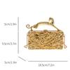 Luxury Gold Women Party Evening Bag for Women Metal Handle Clutch Handbag Purse Chain Shoulder Crossbody Mini Box Bags