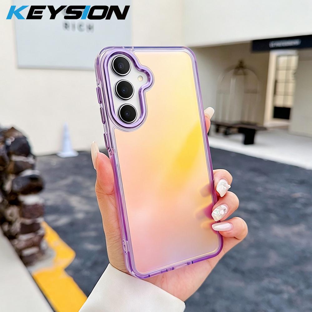 KEYSION Fashion Laser Gradient Colorful Phone Case for Samsung A54 5G A34 A24 A14 TPU+PC Shockproof Back Cover for Galaxy A04S