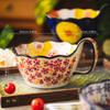 Hand Painted Japanese Handle Bowl New Ceramic Baking Bowl Instant Noodles Bowl Salad Bowl Household Tableware Baking Bowl Househ