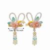 1 Pair Double Clip Hanfu Hair Clips Vibrant Color Floral Tassel Pearl Bunny Hair Clips Secure Grip Delicate Craft Fairy Hairpins